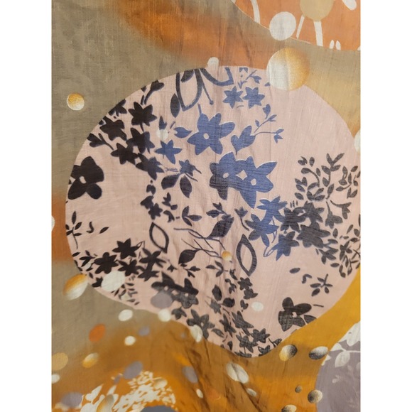 O-Nelue Women 3XL‎ Art to Wear Boho Floral Watercolor Semi Sheer Button Blouse - Picture 8 of 10